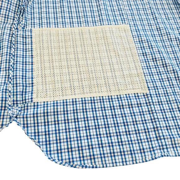 Patagonia Button Up Long Sleeve Shirt Blue Collared Plaid Roll Tab - Womens L - Picture 12 of 14